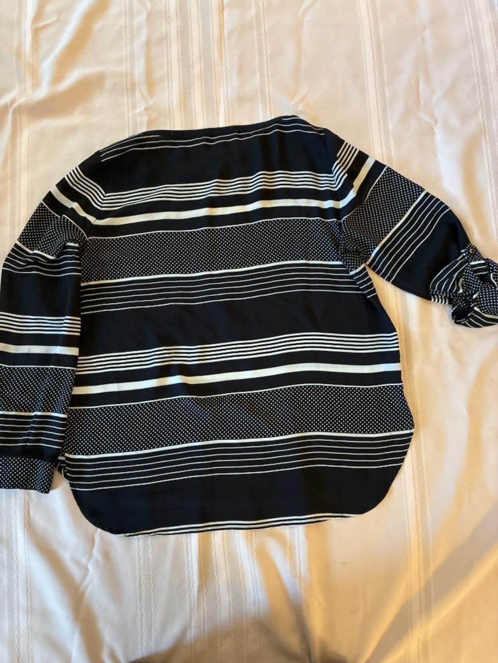 Ann Taylor Loft Striped Black and White Women's Blouse - Picture 4 of 6